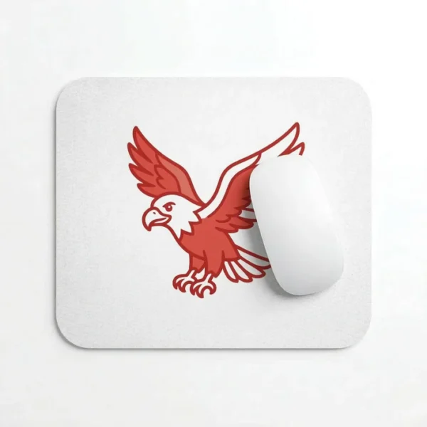 Padura Minimalist Red Eagle Mouse Pad - Textured White Non-Slip Mat