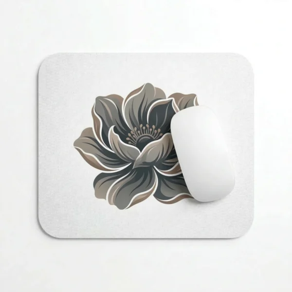 Padura Minimalist Floral Mouse Pad - Textured White Non-Slip Desk Mat